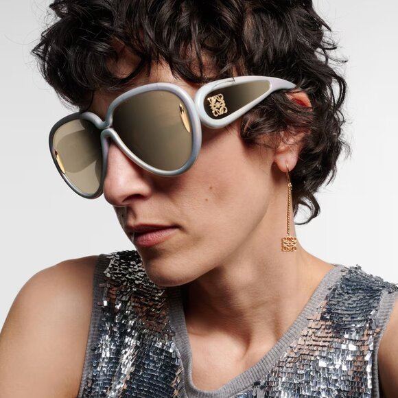 Loewe Women Sunglasses White Gold Mirror Pilot LW40132I 24C NEW AUTHENTIC - Picture 9 of 9